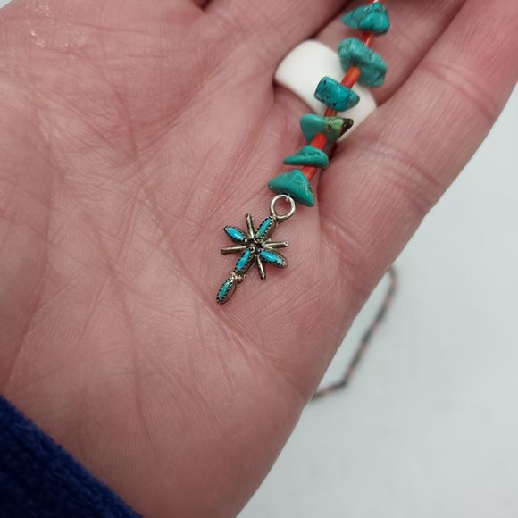 REAL vintage turquoise chunk 30"long lariat necklace - Picture 10 of 13